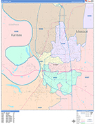 St. Joseph  Wall Map Color Cast Style